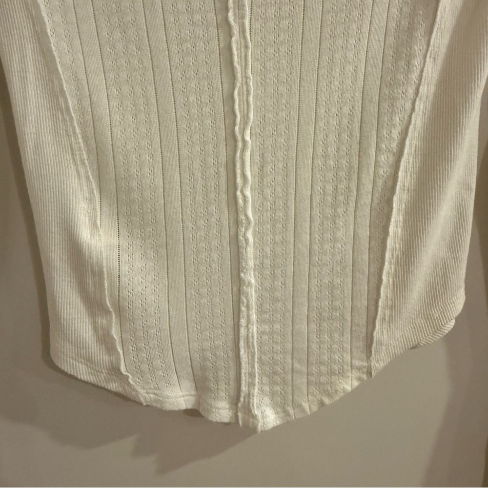 Free People-We The Free Cream Long Sleeve Pointelle Top-Eyes on You-Birch - Picture 10 of 12